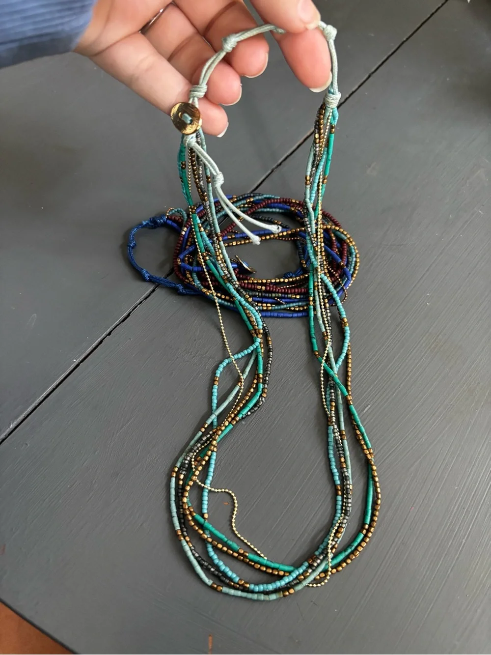 Multi-Strand Seed Bead bracelets in Turquoise & Gold